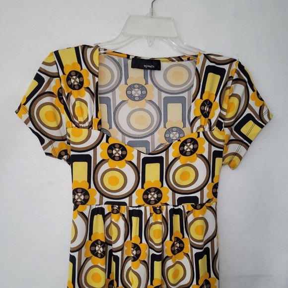 Hypnotik Dress Womens M Short Sleeve Scoop Neck Stretch Retro Print 70s 80s 90s - Picture 2 of 11
